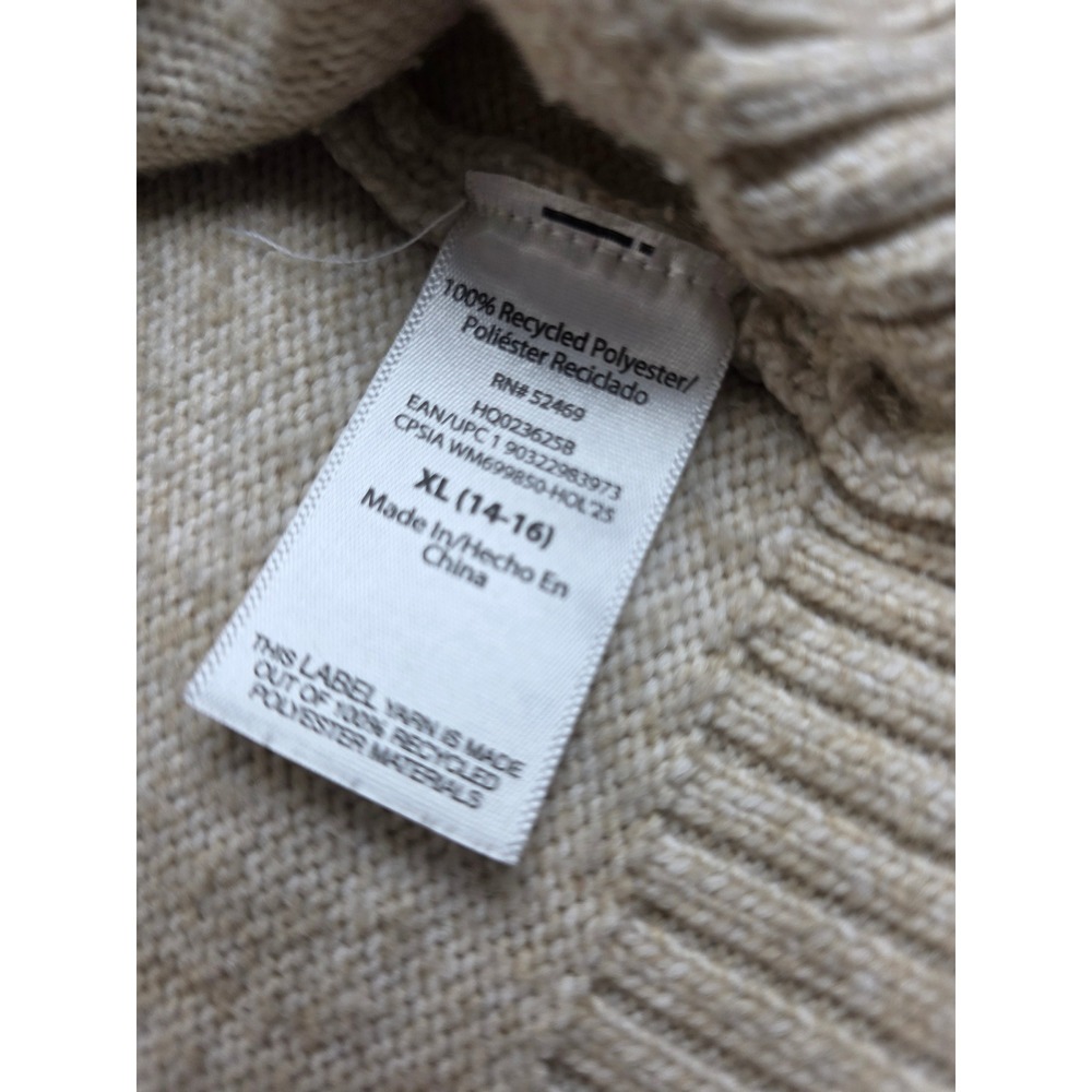 Wonder Nation Kids XL 14-16 Teddy Bear Knit Sweater Beige Oatmeal Cottagecore - Picture 6 of 6